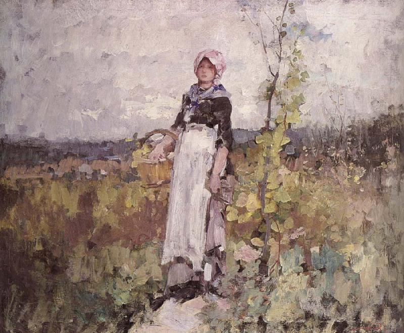 Nicolae Grigorescu French peasant Woman in the Vineyard France oil painting art